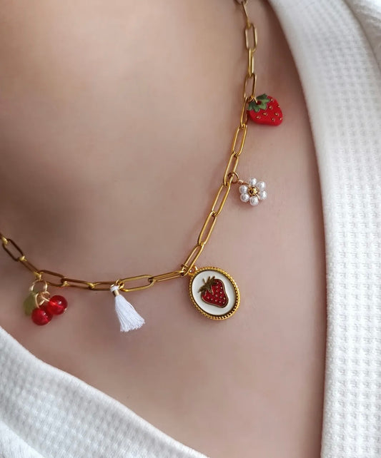 Ατσάλινο κολιέ με charms
